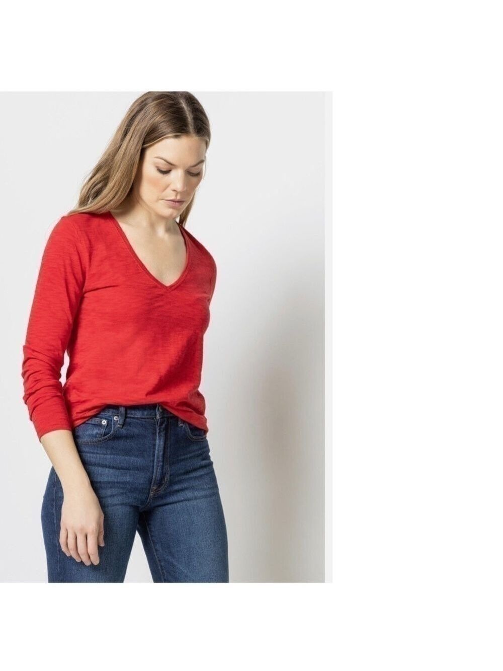 Women’s Express Coral Long Sleeve V Neck Shirt Size Small!